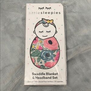 Little Sleepies Colorful Swaddle Blanket & Headband Set